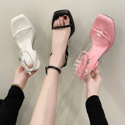 Women's Platform Buckle Chunky Heel Sandals