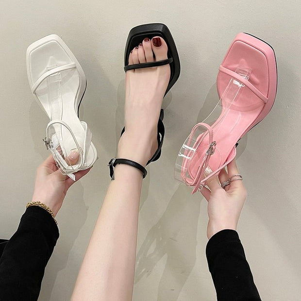 Women's Platform Buckle Chunky Heel Sandals