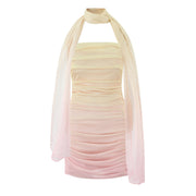 Backless Milk Silk Sleeveless Mesh Evening Dress