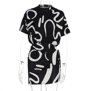 Fashion Tie-dyed Pleated Slim-fit Sheath Dress Women