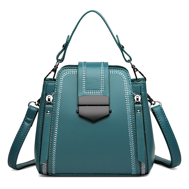 Elegant Lady Soft Leather Textured Small Handbag