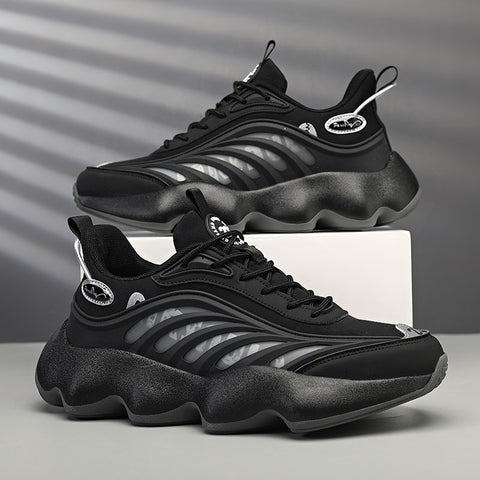 New Korean Style Fashionable Ins Platform Black Low-top Sneakers Spring Leisure All-matching Men's Shoes