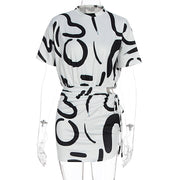 Fashion Tie-dyed Pleated Slim-fit Sheath Dress Women