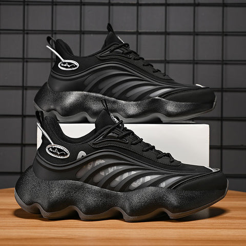 New Korean Style Fashionable Ins Platform Black Low-top Sneakers Spring Leisure All-matching Men's Shoes